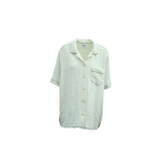 Nanushka One Pocket Textured Shirt in White Cotton - Picture 1 of 4